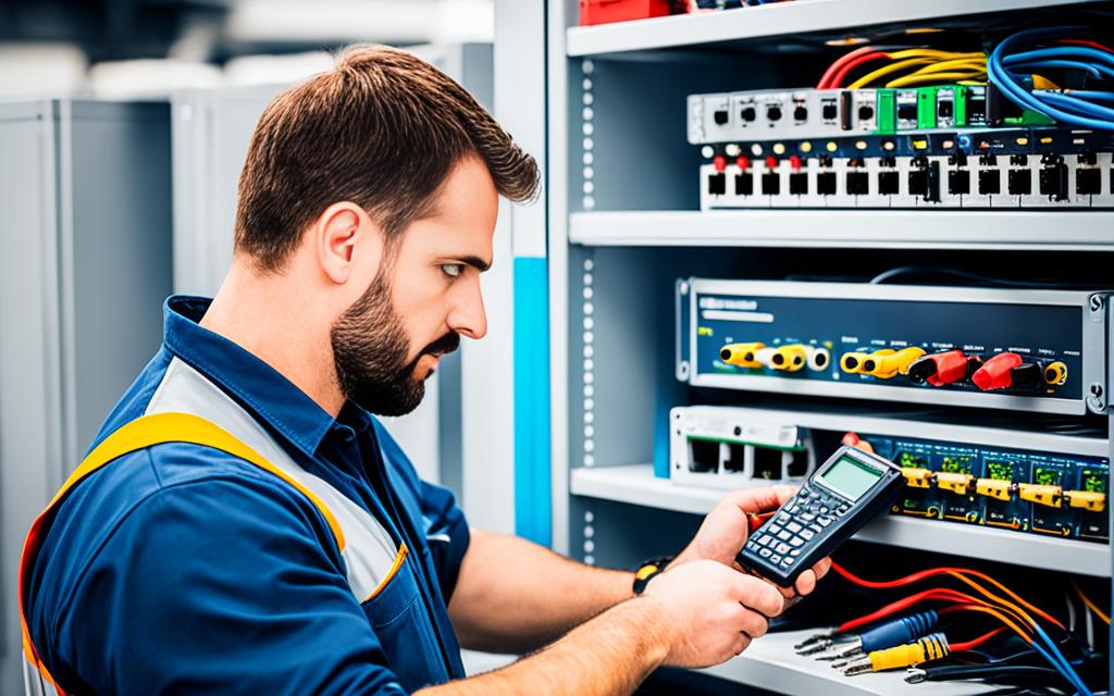 a networking technician is working on the wireless